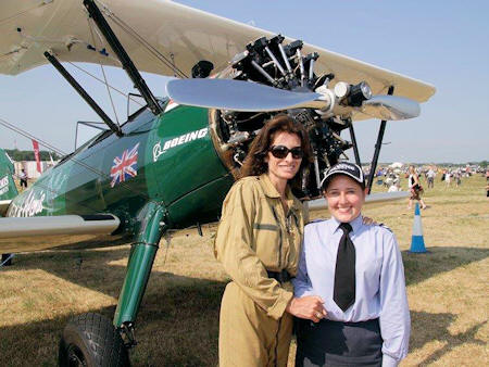 Tracey with a young air cadet at the Royal International Airshow, 2013